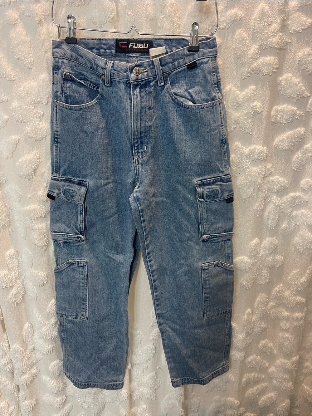 Vintage 90s FUBU the collection blue denim cargo jeans